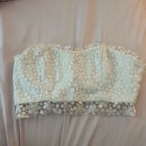 Cotton Candy White Lace Crop Top